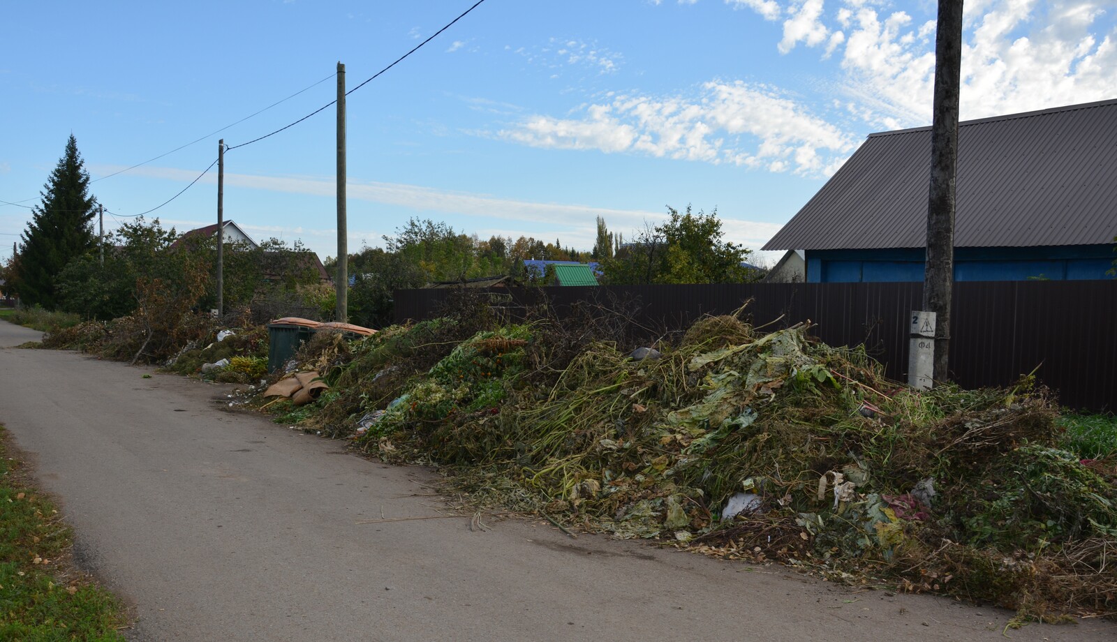 На улице Пионерской из-за кучи мусора, растянувшейся на несколько метров, не видно даже мусорных контейнеров